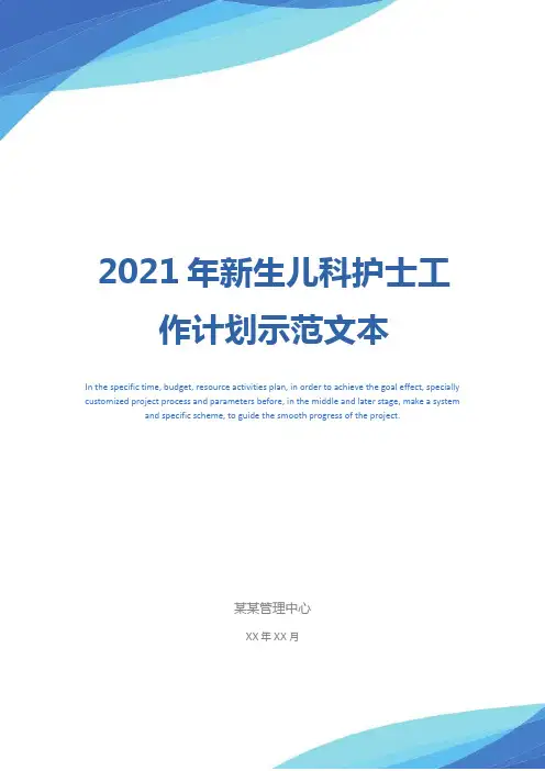 2021年新生儿科护士工作计划示范文本