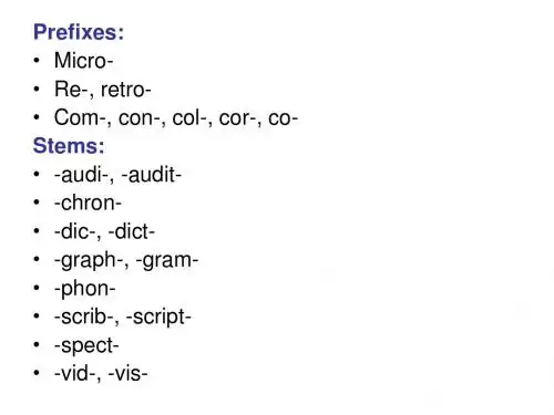 stem and affix