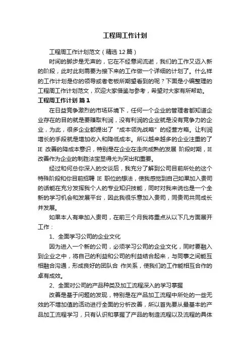 工程周工作计划范文（精选12篇）