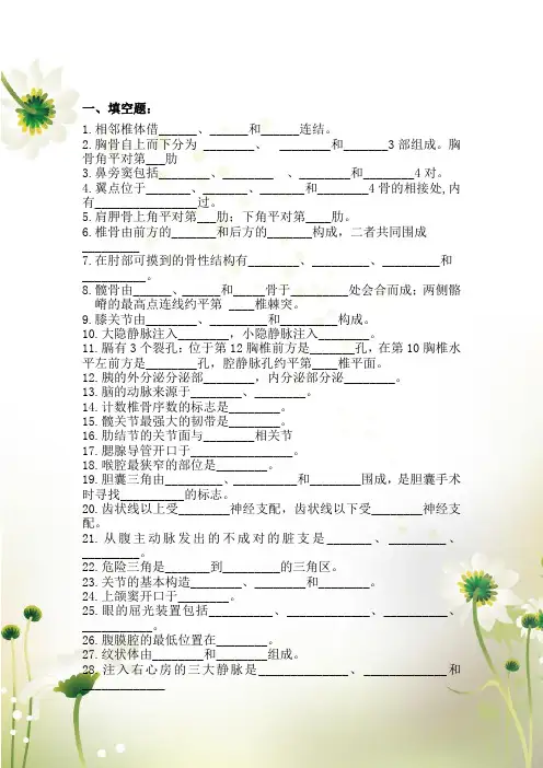 人体解剖试题及答案