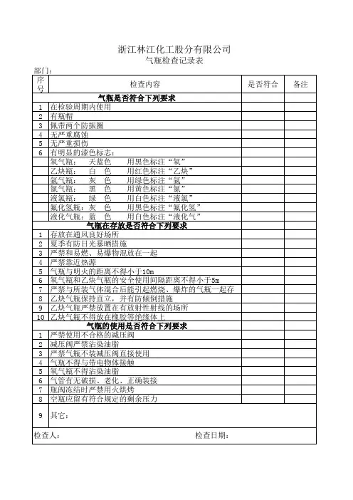 气瓶检查记录表