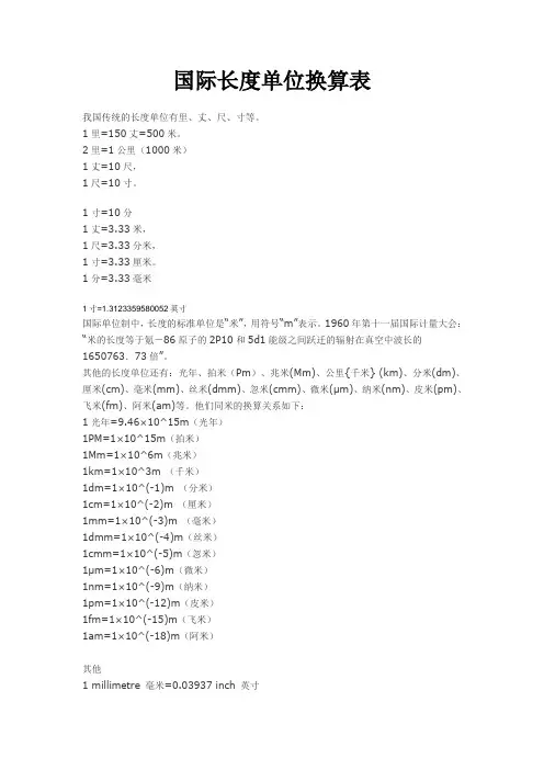 长度单位换算表大全 2