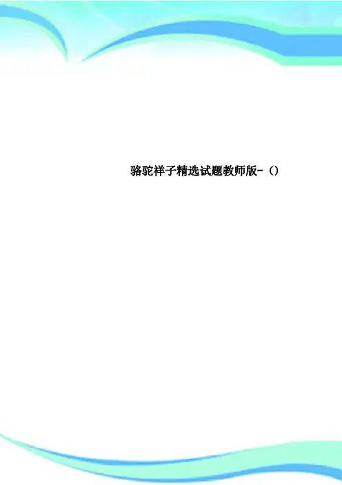 骆驼祥子精选试题教师版