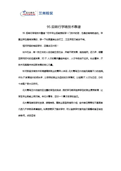 95后转行学啥技术靠谱