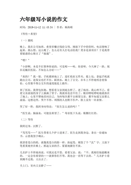 六年级写小说的作文