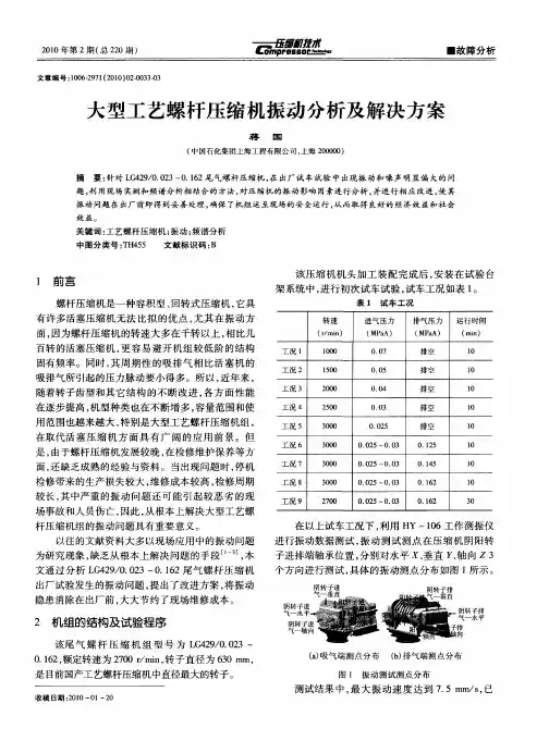大型工艺螺杆压缩机振动分析及解决方案