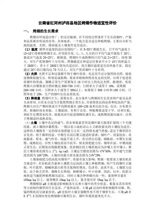 云南省红河州地区烤烟作物适宜性评价