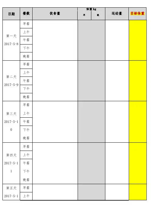 一个减肥计划表格