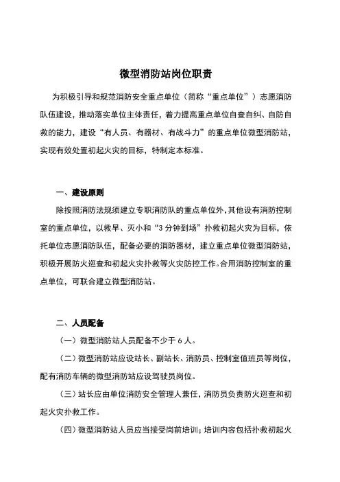 微型消防站岗位职责 3