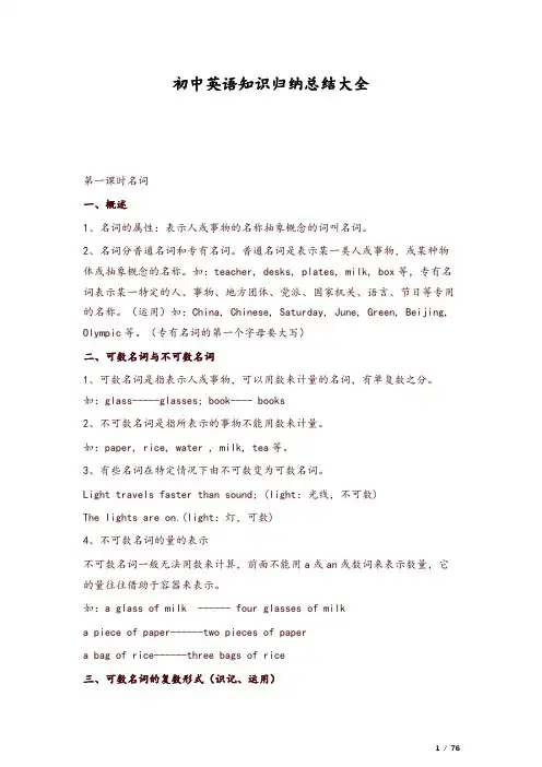 初中英语知识归纳总结大全【推荐】