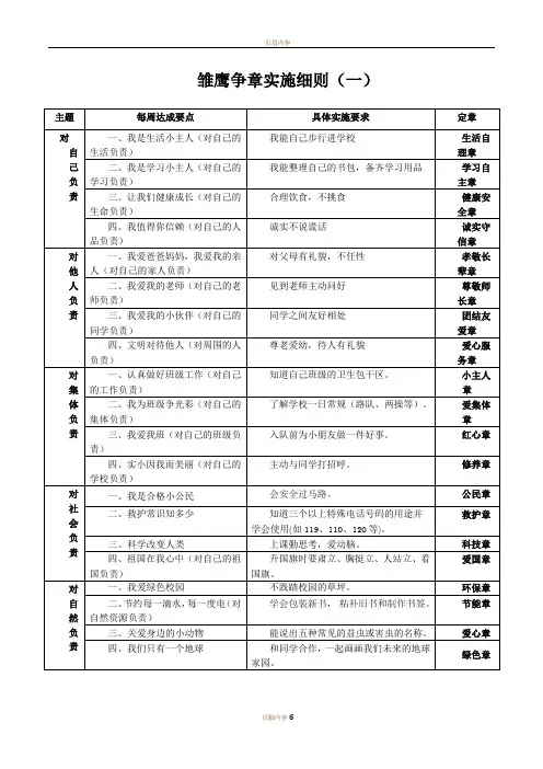 雏鹰争章细则