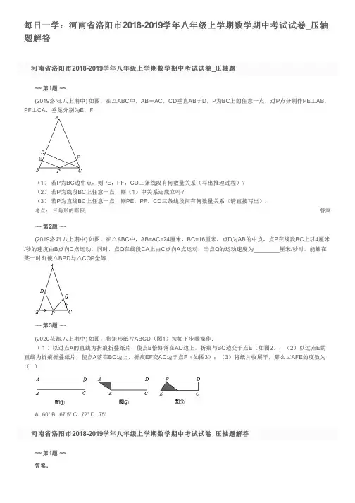每日一学：河南省洛阳市2018-2019学年八年级上学期数学期中考试试卷_压轴题解答