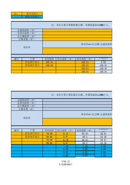 面积计算公式
