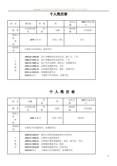 个 人 简 历 表