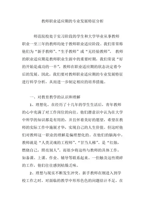 教师职业适应期的专业发展特征分析