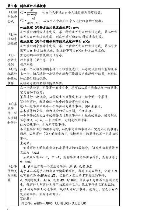 概率论与数理统计期末考试复习资料