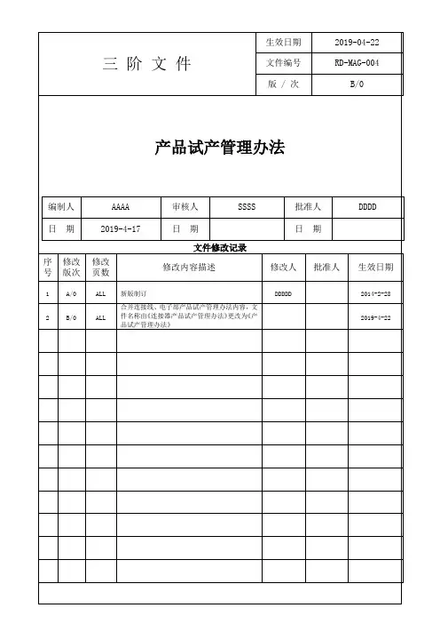 产品试产管理办法