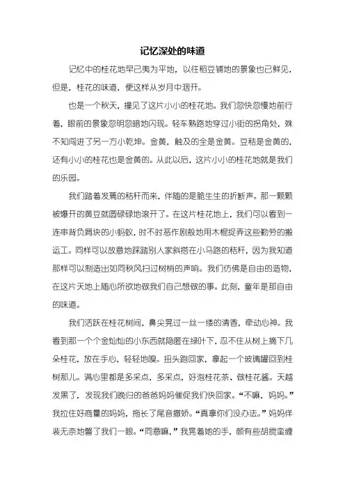 初二作文：记忆深处的味道作文700字
