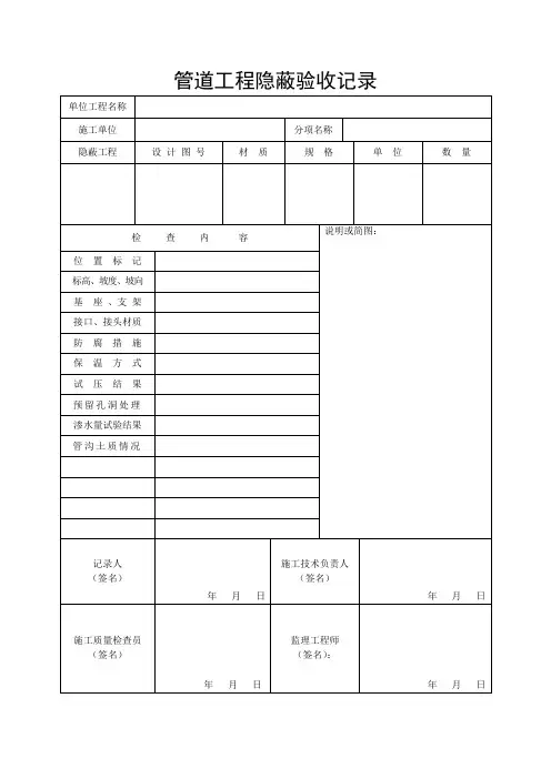 管道工程隐蔽验收记录 2