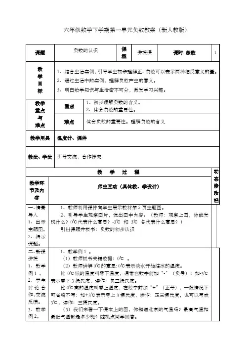 2020人教版六年级数学下册第一单元教案 (2)