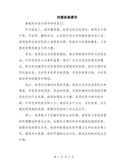 村委员承诺书