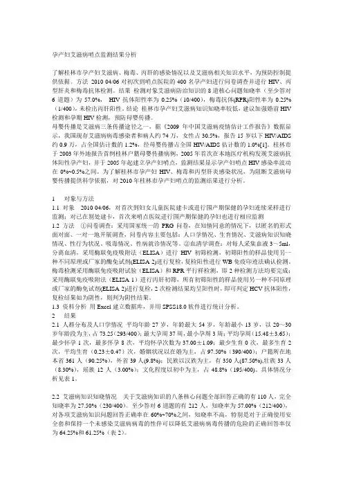 孕产妇艾滋病哨点监测结果分析