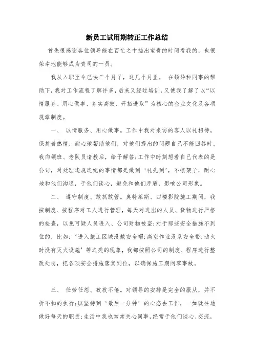 19-新员工试用期转正工作总结