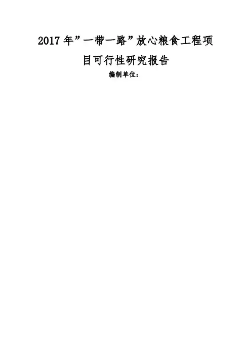 2017年”一带一路”放心粮食工程项目可行性研究报告(编制大纲)