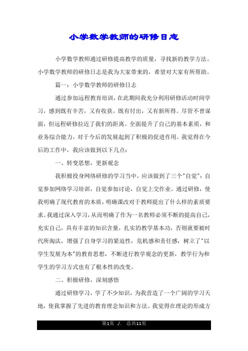 小学数学教师的研修日志.doc