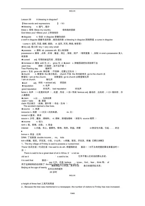 新概念第二册lesson58