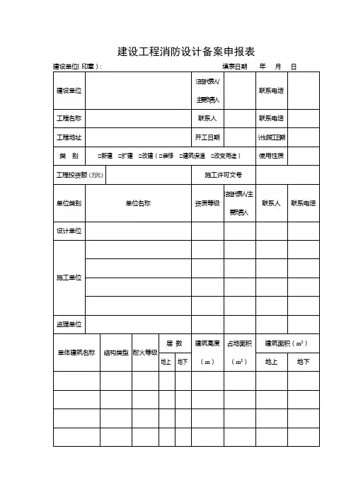 建设工程消防设计备案申报表(新)