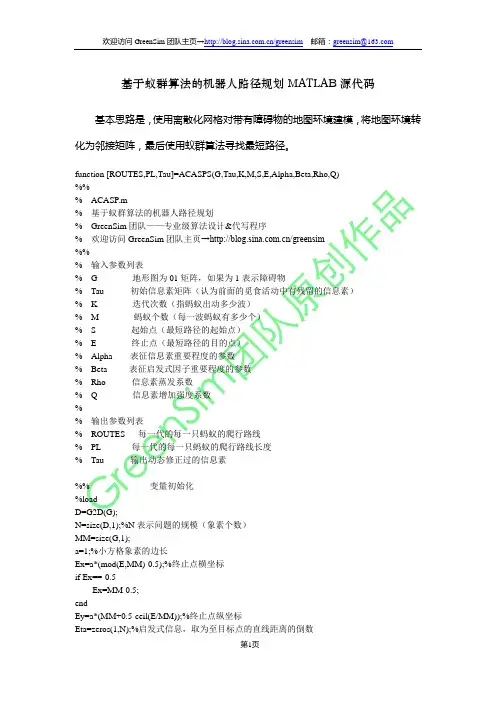 10基于蚁群算法的机器人路径规划MATLAB源代码 2