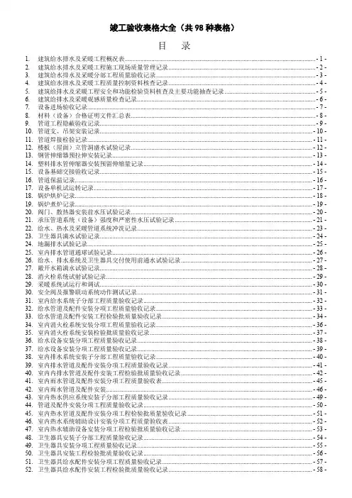 竣工验收表格大全(共98种表格)