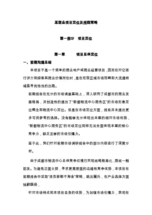 某商业项目定位及招商策略