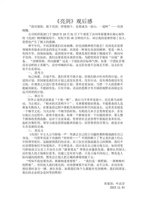 亮剑观后感