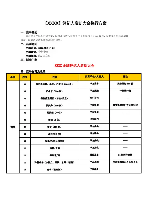 项目经纪人启动大会执行方案
