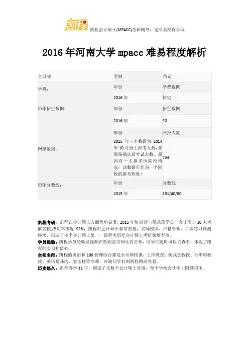 2016年河南大学mpacc难易程度解析
