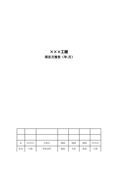 项目月报模版格式