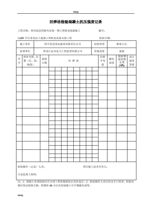 记录表--混凝土工程结构实体检验记录表[示范]