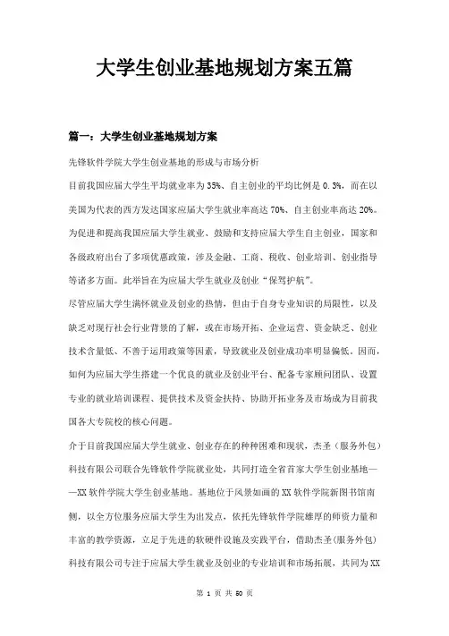 大学生创业基地规划方案五篇