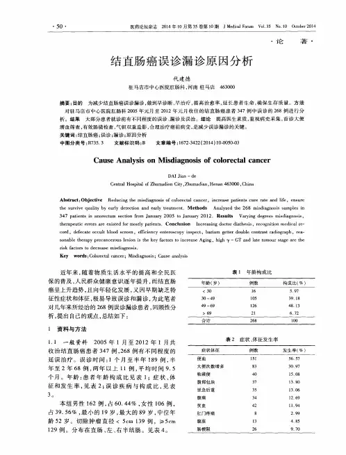 结直肠癌误诊漏诊原因分析