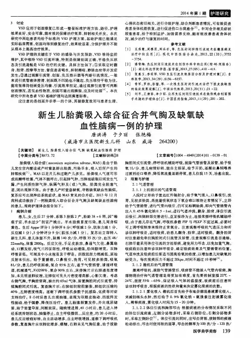 新生儿胎粪吸入综合征合并气胸及缺氧缺血性脑病一例的护理