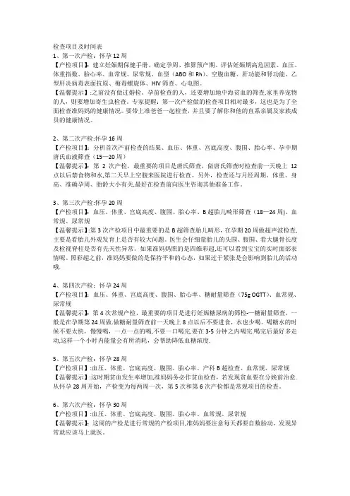 孕期检查表 2