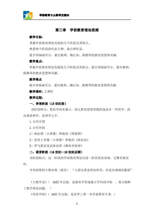 第三章 学前教育理论流派汇总