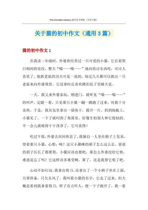关于猫的初中作文(通用3篇)
