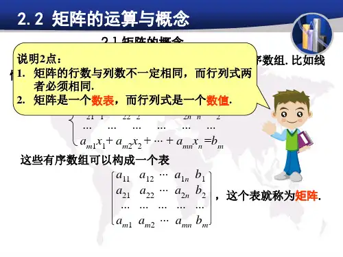 线性代数:2.2 矩阵的运算与概念