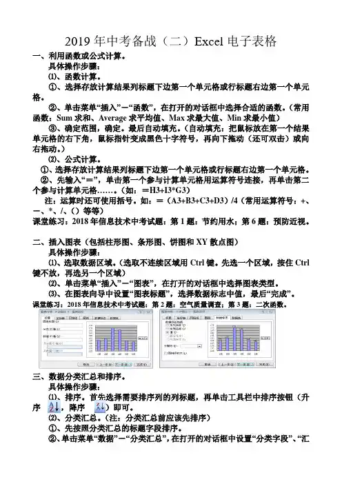 2019年中考备战(二)Excel