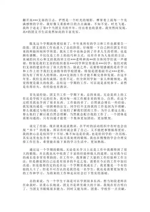 高中团支部总结