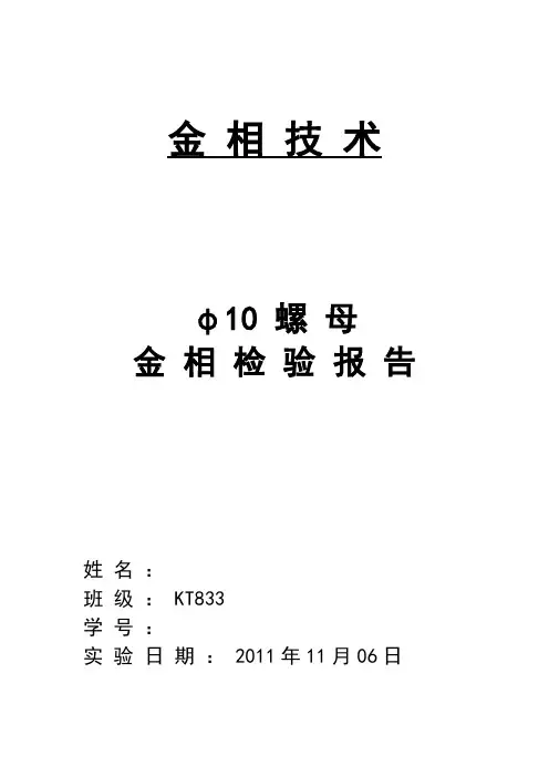 螺母金相检验报告   金相技术