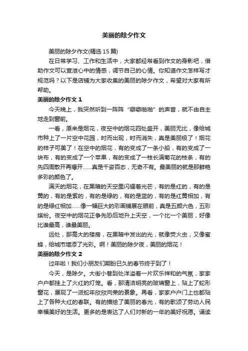 美丽的除夕作文